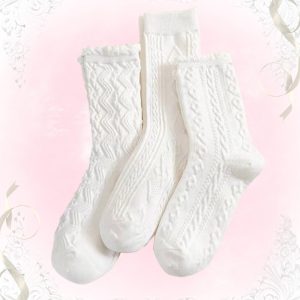 ROMWE Sweetness 3pairs Solid Crew Socks